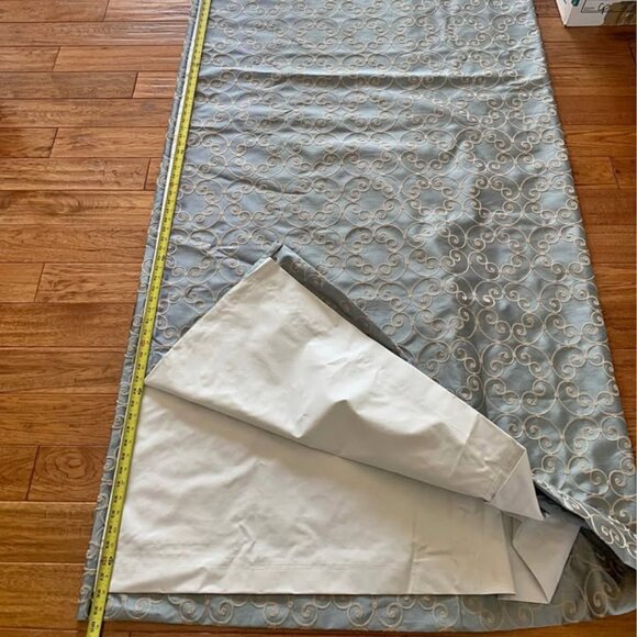 Custom Blue 79W x 100L Embroidered Dupioni Silk Black-Out Curtains. Set of 2 - Picture 8 of 8